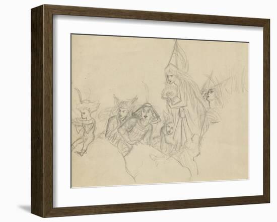 Medieval Figures Staring at an Elf-Sir Joseph Noel Paton-Framed Giclee Print