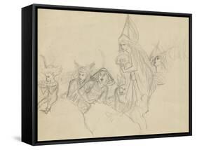 Medieval Figures Staring at an Elf-Sir Joseph Noel Paton-Framed Stretched Canvas