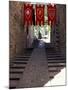 Medieval Flags Above Stone Walkway, Assisi, Umbria, Italy-Marilyn Parver-Mounted Photographic Print