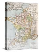 Medieval France Old Map (10th - 14th Century)-marzolino-Stretched Canvas