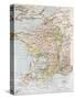 Medieval France Old Map (10th - 14th Century)-marzolino-Stretched Canvas