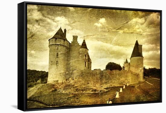 Medieval French Castle - Artistic Toned Picture-Maugli-l-Framed Stretched Canvas