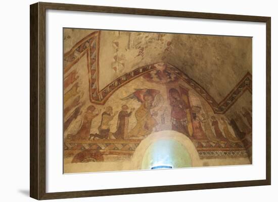 Medieval Frescoes in the Fisherman's Chapel, St. Brelade's Bay, Jersey, Channel Islands, Europe-Neil Farrin-Framed Photographic Print