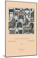 Medieval Furniture Styles-Racinet-Mounted Art Print