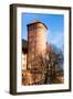 Medieval Gothic Sandomierska and Senatorska Towers at Wawel Castle in Cracow, Poland-Curioso Travel Photography-Framed Photographic Print