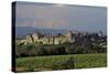 Medieval Hilltop Old Town Fortress in Carcassonne, Department Aude, South of France-Achim Bednorz-Stretched Canvas