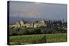 Medieval Hilltop Old Town Fortress in Carcassonne, Department Aude, South of France-Achim Bednorz-Stretched Canvas