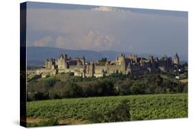 Medieval Hilltop Old Town Fortress in Carcassonne, Department Aude, South of France-Achim Bednorz-Stretched Canvas