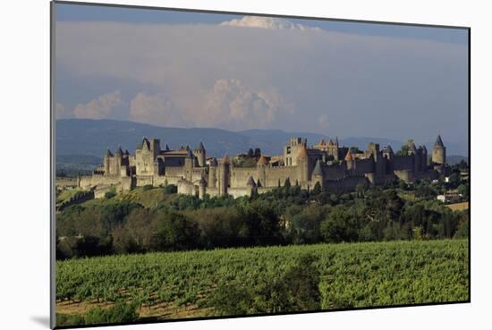 Medieval Hilltop Old Town Fortress in Carcassonne, Department Aude, South of France-Achim Bednorz-Mounted Photographic Print