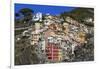 Medieval houses in steep ravine, Riomaggiore, Cinque Terre, UNESCO World Heritage Site, Italy-Eleanor Scriven-Framed Photographic Print