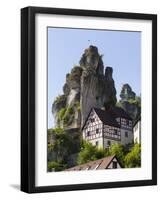 Medieval Judenhof. Felsendorf Tuechersfeld, village in the rocks Tuechersfeld, Germany, Bavaria-Martin Zwick-Framed Photographic Print