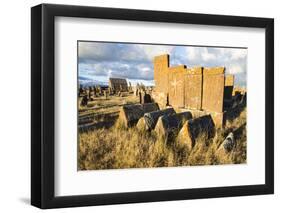 Medieval Khachkars carved memorial stele, Noratus cemetery, Sevan Lake, Gegharkunik province, Armen-G&M Therin-Weise-Framed Photographic Print