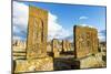 Medieval Khachkars carved memorial stele, Noratus cemetery, Sevan Lake, Gegharkunik province, Armen-G&M Therin-Weise-Mounted Photographic Print