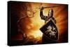 Medieval Knight over Stormy Sky.-NejroN Photo-Stretched Canvas