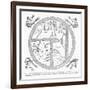 Medieval Map Showing Adam, Eve and the Serpent, Various Rivers and the Four Winds Blowing-Beatus Turin-Framed Art Print