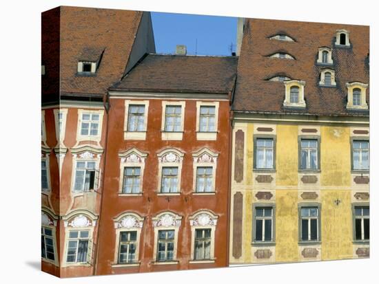 Medieval Market Square Buildings, Cheb, Bohemia, Czech Republic-Upperhall-Stretched Canvas