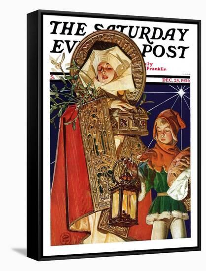 "Medieval Merry Christmas," Saturday Evening Post Cover, December 25, 1926-Joseph Christian Leyendecker-Framed Stretched Canvas