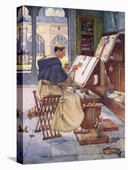 Medieval Scribe-Joseph Ratcliffe Skelton-Stretched Canvas