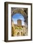 Medieval stone arch and tower, San Gimignano, Tuscany, Italy.-William Perry-Framed Photographic Print