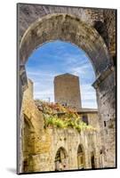 Medieval stone arch and tower, San Gimignano, Tuscany, Italy.-William Perry-Mounted Photographic Print