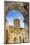 Medieval stone arch and tower, San Gimignano, Tuscany, Italy.-William Perry-Mounted Photographic Print