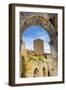 Medieval stone arch and tower, San Gimignano, Tuscany, Italy.-William Perry-Framed Photographic Print