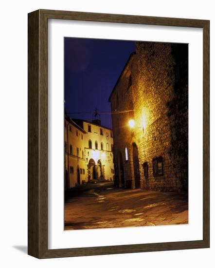 Medieval Street at Night, Radda, Chianti, Siena, Tuscany, Italy-Marilyn Parver-Framed Photographic Print