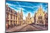 Medieval Street Gent Belgium-null-Mounted Art Print