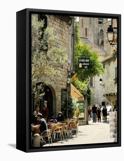 Medieval Street in Walled and Turreted Fortress of La Cite, Carcassonne, UNESCO World Heritge Site-Peter Richardson-Framed Stretched Canvas