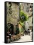 Medieval Street in Walled and Turreted Fortress of La Cite, Carcassonne, UNESCO World Heritge Site-Peter Richardson-Framed Stretched Canvas