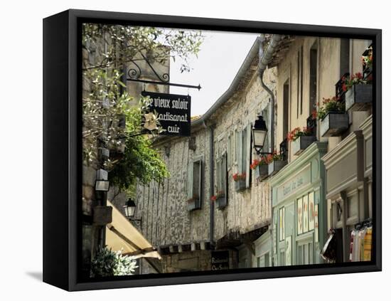 Medieval Street in Walled and Turreted Fortress of La Cite, Carcassonne, UNESCO World Heritge Site-Peter Richardson-Framed Stretched Canvas