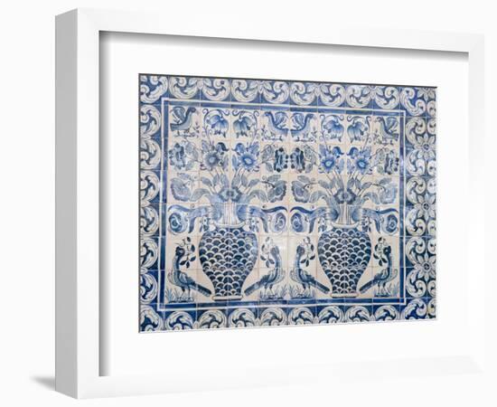 Medieval Tilework Evora University, Evora, Alentejo, Portugal, Europe-White Gary-Framed Photographic Print