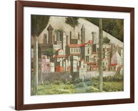 Medieval Town, Detail from the Journey of the Magi Cycle in the Chapel, circa 1460-Benozzo di Lese di Sandro Gozzoli-Framed Giclee Print