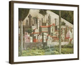 Medieval Town, Detail from the Journey of the Magi Cycle in the Chapel, circa 1460-Benozzo di Lese di Sandro Gozzoli-Framed Giclee Print