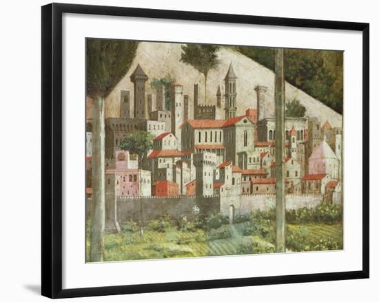 Medieval Town, Detail from the Journey of the Magi Cycle in the Chapel, circa 1460-Benozzo di Lese di Sandro Gozzoli-Framed Giclee Print