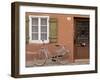 Medieval Town House and Bicycle, Romantische Strasse, Dinkelsbuhl, Bayern, Germany-Walter Bibikow-Framed Photographic Print