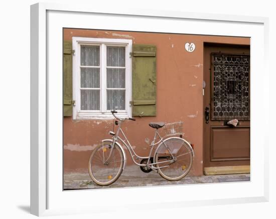 Medieval Town House and Bicycle, Romantische Strasse, Dinkelsbuhl, Bayern, Germany-Walter Bibikow-Framed Photographic Print