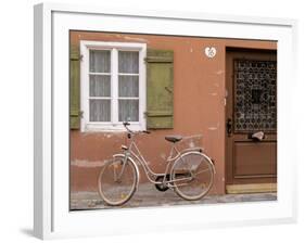 Medieval Town House and Bicycle, Romantische Strasse, Dinkelsbuhl, Bayern, Germany-Walter Bibikow-Framed Photographic Print