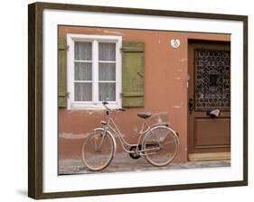 Medieval Town House and Bicycle, Romantische Strasse, Dinkelsbuhl, Bayern, Germany-Walter Bibikow-Framed Photographic Print