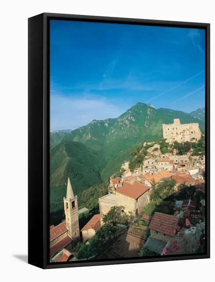 Medieval Town, Liguria, Italy-Walter Bibikow-Framed Stretched Canvas