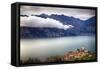 Medieval Town On Lake Garda, Malcesine, Italy-George Oze-Framed Stretched Canvas