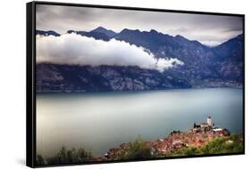 Medieval Town On Lake Garda, Malcesine, Italy-George Oze-Framed Stretched Canvas