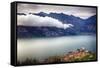 Medieval Town On Lake Garda, Malcesine, Italy-George Oze-Framed Stretched Canvas