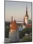 Medieval Town Walls and Spire of St. Olav's Church at Dusk, Tallinn, Estonia, Baltic States-Neale Clarke-Mounted Photographic Print