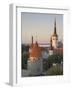 Medieval Town Walls and Spire of St. Olav's Church at Dusk, Tallinn, Estonia, Baltic States-Neale Clarke-Framed Photographic Print