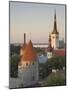 Medieval Town Walls and Spire of St. Olav's Church at Dusk, Tallinn, Estonia, Baltic States-Neale Clarke-Mounted Photographic Print