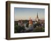 Medieval Town Walls and Spire of St. Olavs Church at Dusk, Tallinn, Estonia, Baltic States, Europe-Neale Clarke-Framed Photographic Print