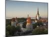 Medieval Town Walls and Spire of St. Olavs Church at Dusk, Tallinn, Estonia, Baltic States, Europe-Neale Clarke-Mounted Photographic Print