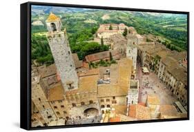 Medieval Tuscany Town - San Gimignano- Top View-Maugli-l-Framed Stretched Canvas