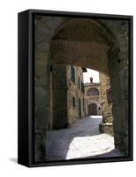 Medieval Village Turret, Gangonza, Tuscany, Italy-Marilyn Parver-Framed Stretched Canvas
